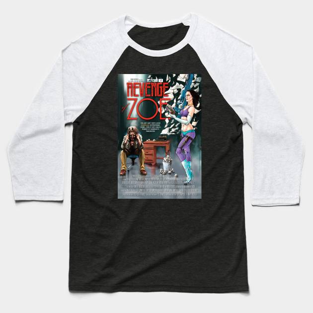 Revenge Of Zoe Movie Poster Baseball T-Shirt by Pondo Enterprises